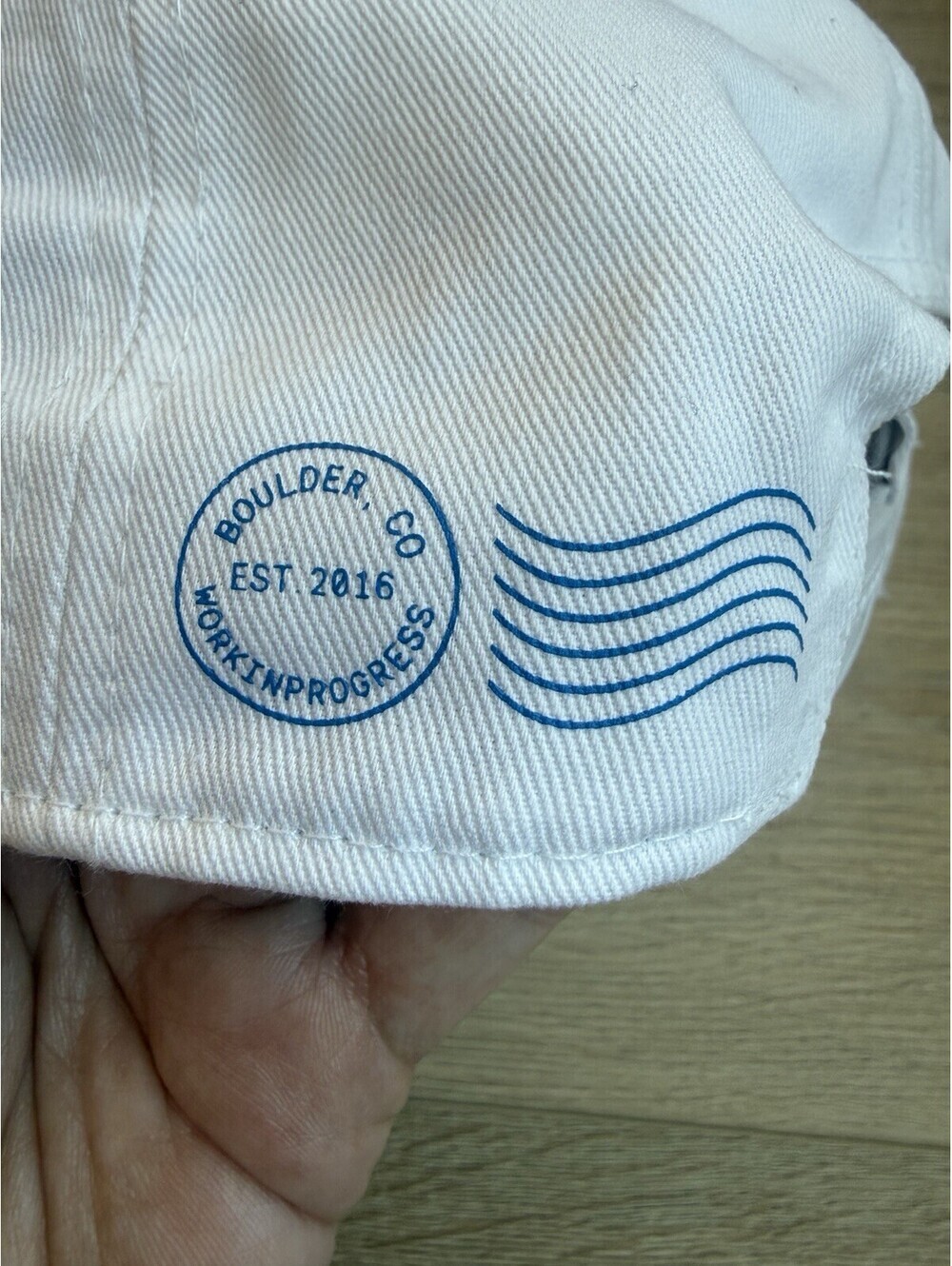 Work In Progress Boulder Colorado Rope Hat White Blue Snapback Embroidered - Picture 6 of 8